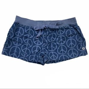 PINK Victoria’s Secret Navy Peace Sign Printed Elastic Waist Shorts